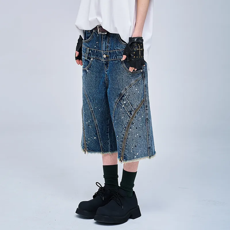 A SQUARE ROOT Denim Shorts Unisex Blue-4