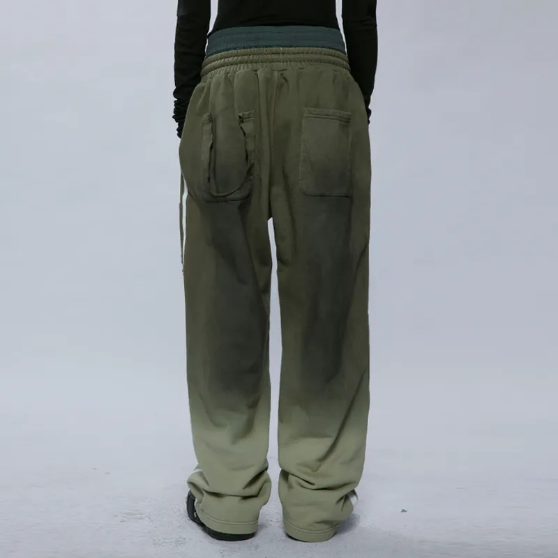 A SQUARE ROOT Knitted Sports Pants Unisex Green-3