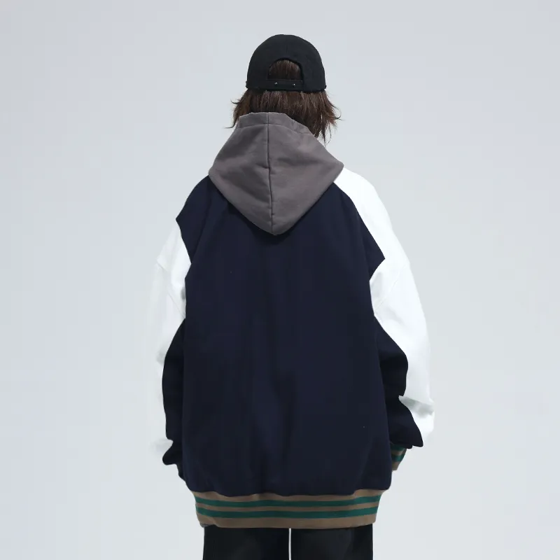 A SQUARE ROOT Baseball Jacket Unisex Navy Blue-2