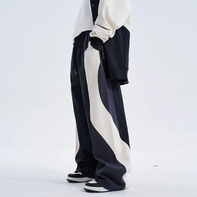 A SQUARE ROOT Knitted Sports Pants Unisex Navy Blue-2