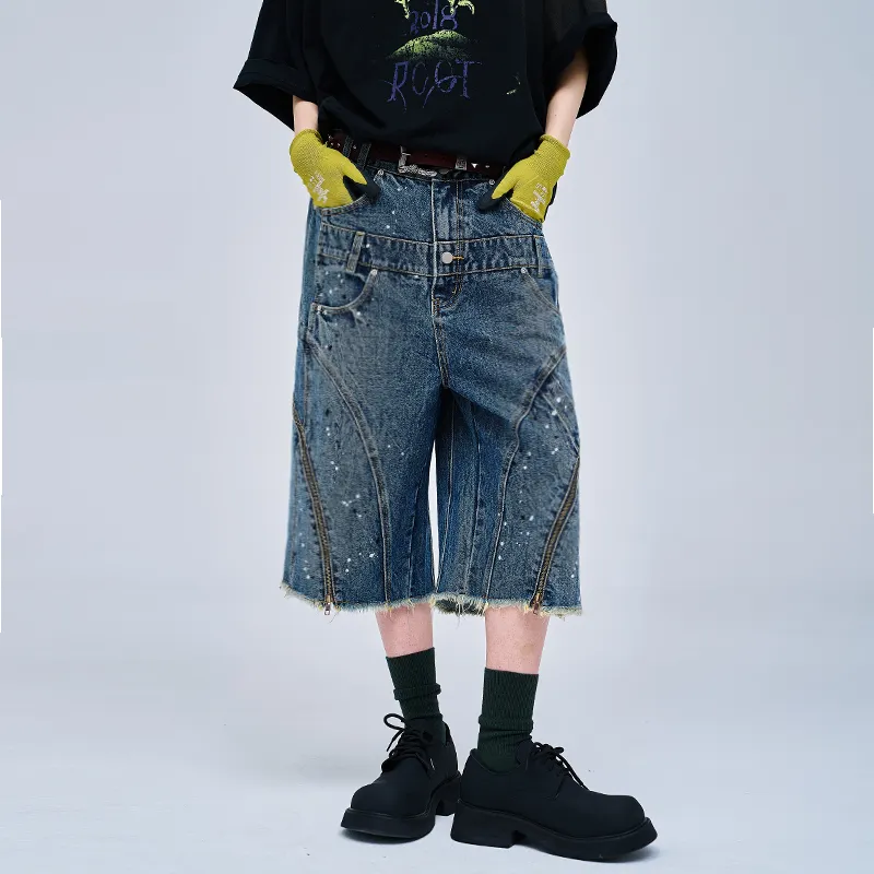A SQUARE ROOT Denim Shorts Unisex Blue-3