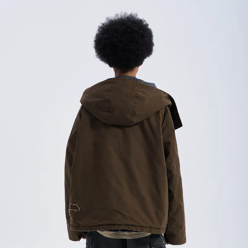 A SQUARE ROOT Puffer Jacket Coat Unisex Dark Brown-3