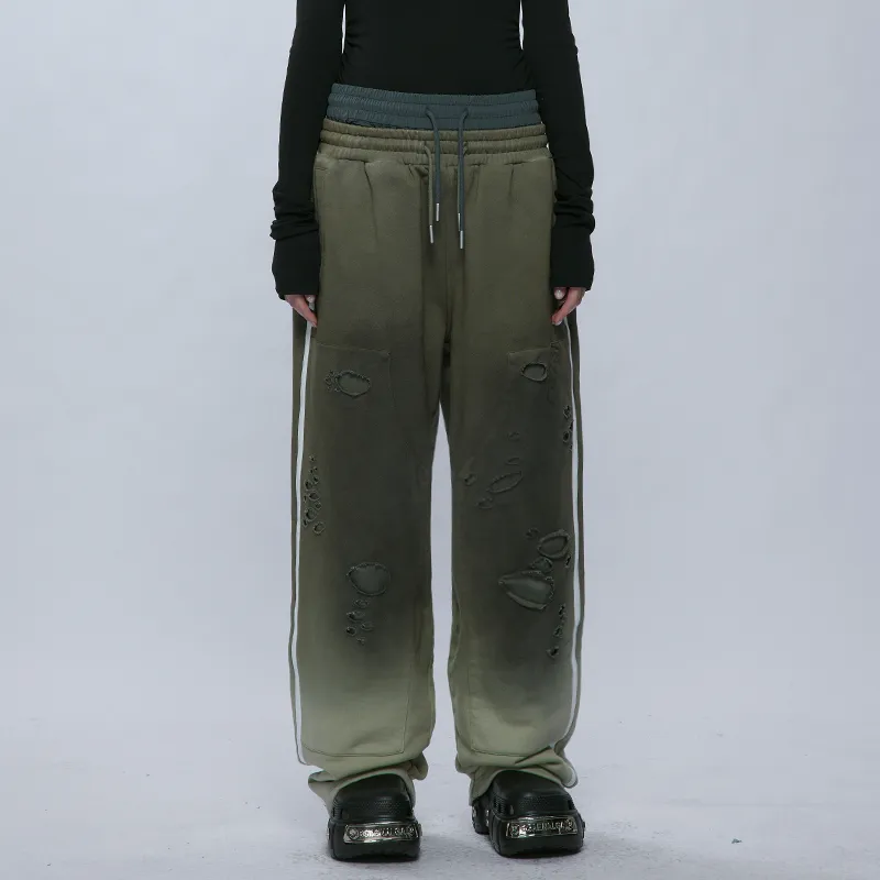 A SQUARE ROOT Knitted Sports Pants Unisex Green-2