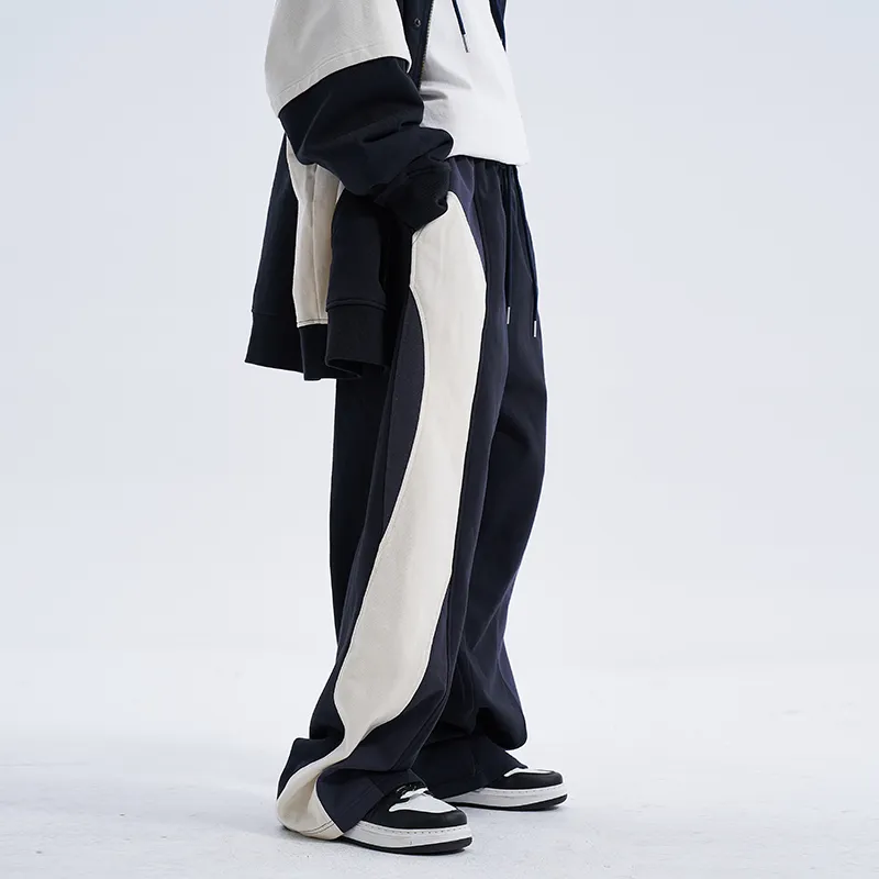 A SQUARE ROOT Knitted Sports Pants Unisex Navy Blue-3