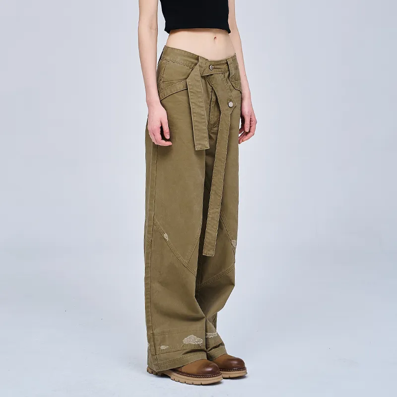 A SQUARE ROOT Casual Pants Unisex Khaki-5