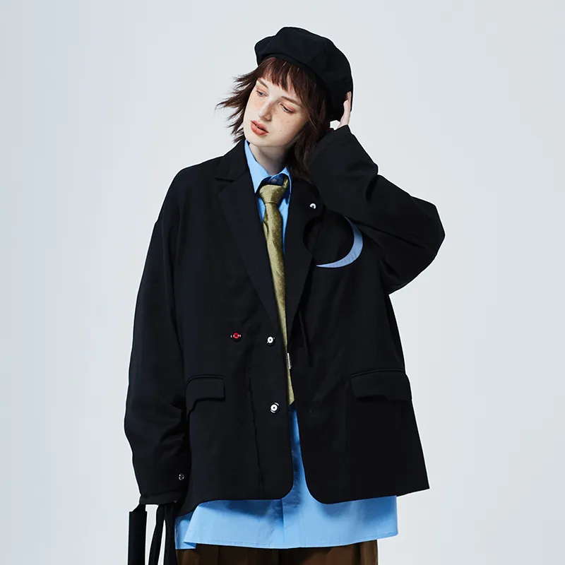 A SQUARE ROOT Business Suit Coat Unisex Black-5