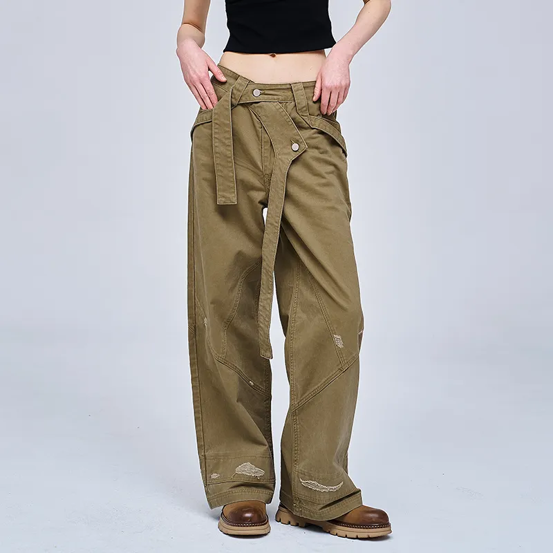 A SQUARE ROOT Casual Pants Unisex Khaki-2