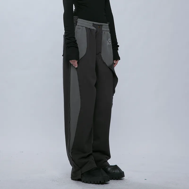 A SQUARE ROOT Knitted Sports Pants Unisex Dark Gray-4