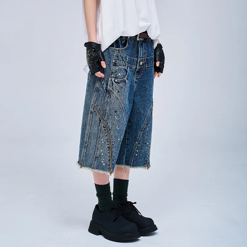A SQUARE ROOT Denim Shorts Unisex Blue-5
