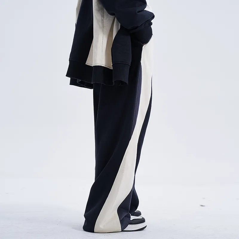 A SQUARE ROOT Knitted Sports Pants Unisex Navy Blue-5