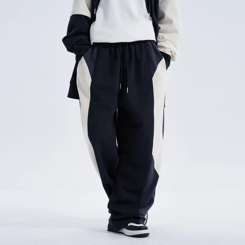 A SQUARE ROOT Knitted Sports Pants Unisex Navy Blue-4