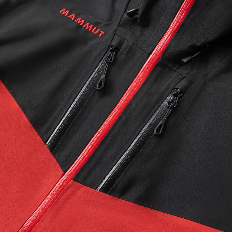 MAMMUT Waterproof, Windproof, And Breathable Windbreaker Jacket Men's Lava Red & Black-6