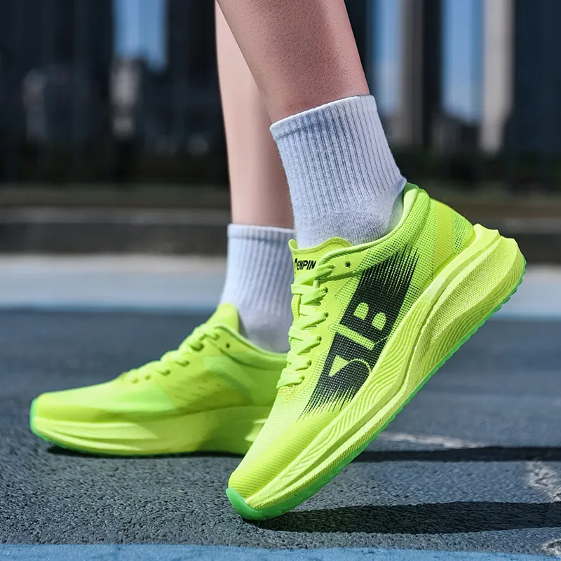 CENPIN Low-Top Cushioning Anti-Slip And Wear-Resistant Full-Length Carbon Plate Running Shoes Unisex Jadeite/Neon Green-7