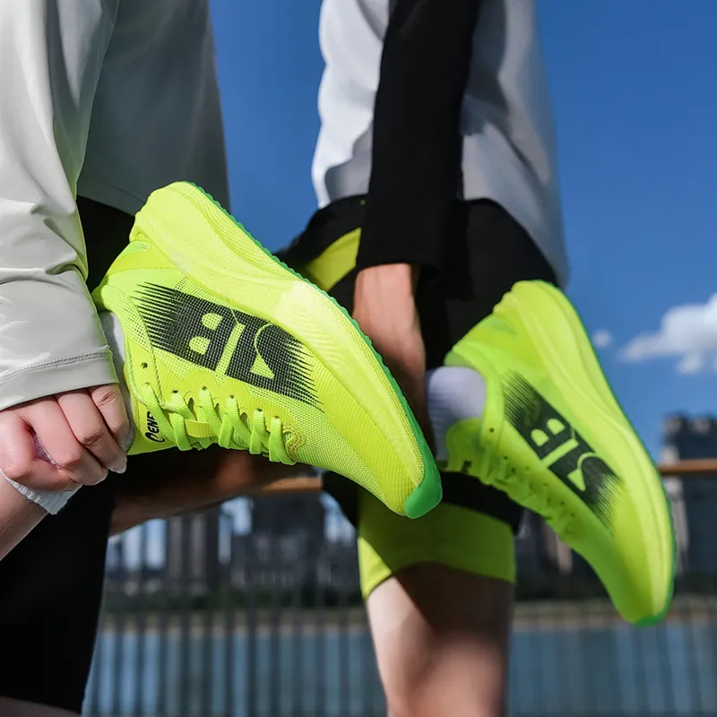 CENPIN Low-Top Cushioning Anti-Slip And Wear-Resistant Full-Length Carbon Plate Running Shoes Unisex Jadeite/Neon Green-9