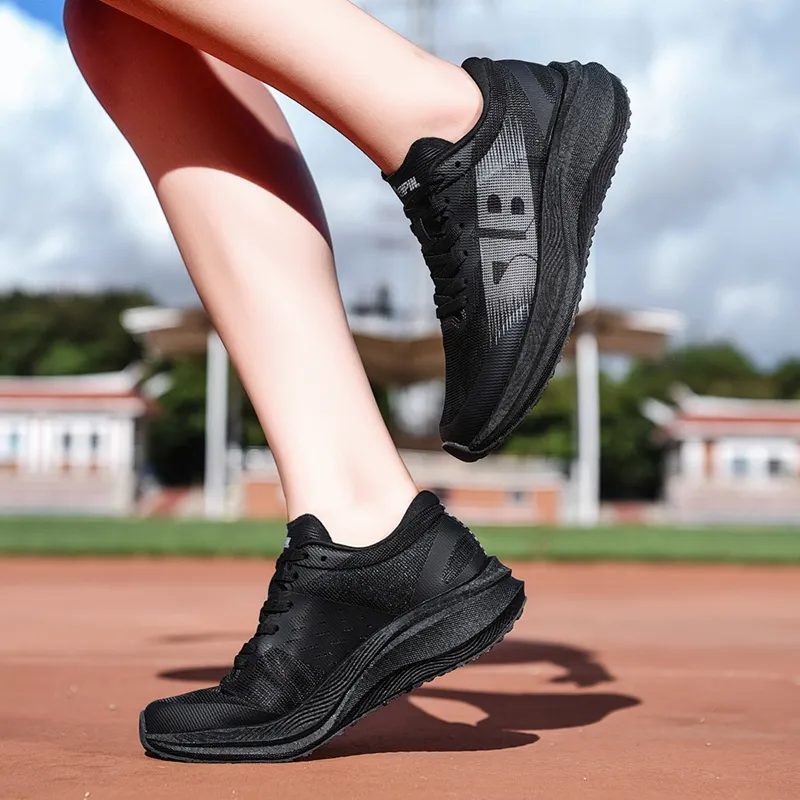 CENPIN Cushioning, Abrasion Resistant, Slip Resistant Low Top Full Length Carbon Plate Running Shoes Unisex Black-9