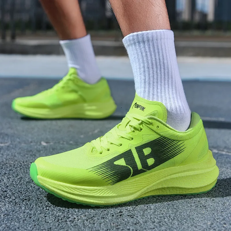 CENPIN Low-Top Cushioning Anti-Slip And Wear-Resistant Full-Length Carbon Plate Running Shoes Unisex Jadeite/Neon Green-6