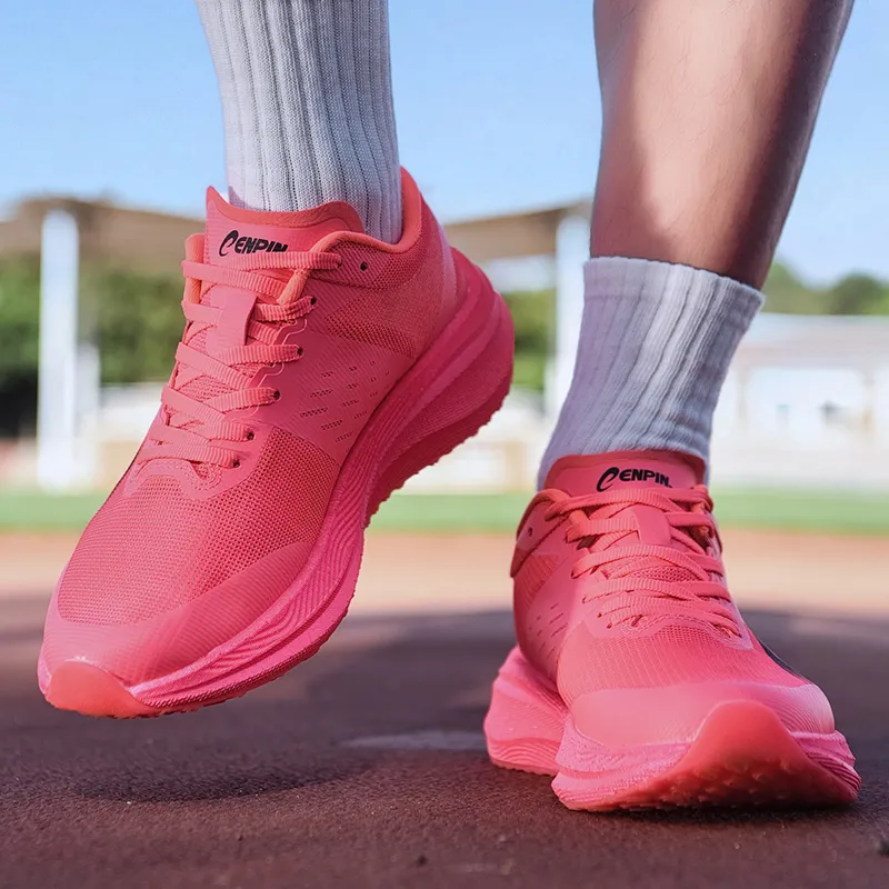 CENPIN Cushioning Anti-Slip And Wear-Resistant Low-Top Full-Length Carbon Plate Running Shoes Unisex Flirty Pink-11