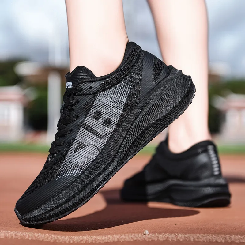 CENPIN Cushioning, Abrasion Resistant, Slip Resistant Low Top Full Length Carbon Plate Running Shoes Unisex Black-6