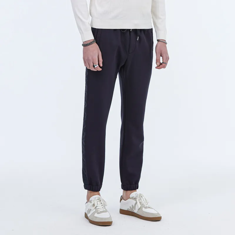 DAVID NAMAN Knitted Sweatpants Men Navy Blue-3