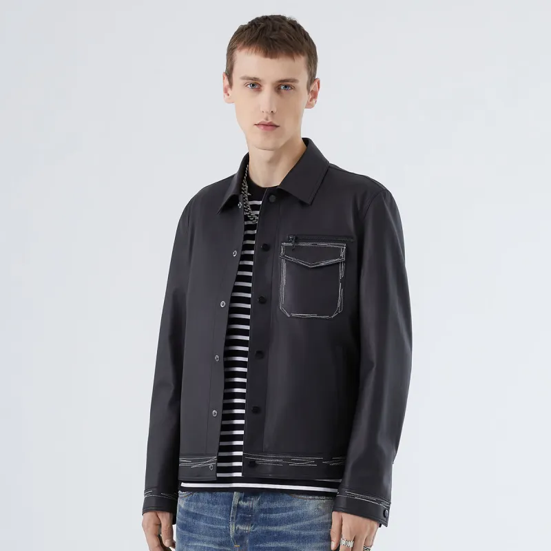 DAVID NAMAN Leather Jackets Men Black-2