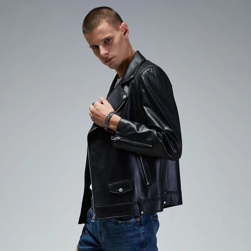 DAVID NAMAN Leather Jackets Men Black-3