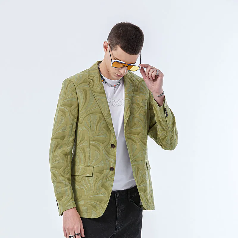 DAVID NAMAN Business Suits Men Green-5