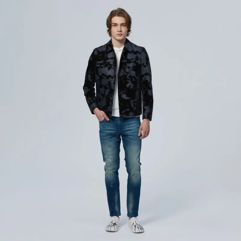 DAVID NAMAN Leather Jacket Men's Gray-7