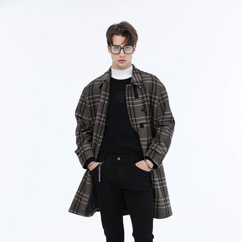 DAVID NAMAN Coats Men's Gray Plaid-5