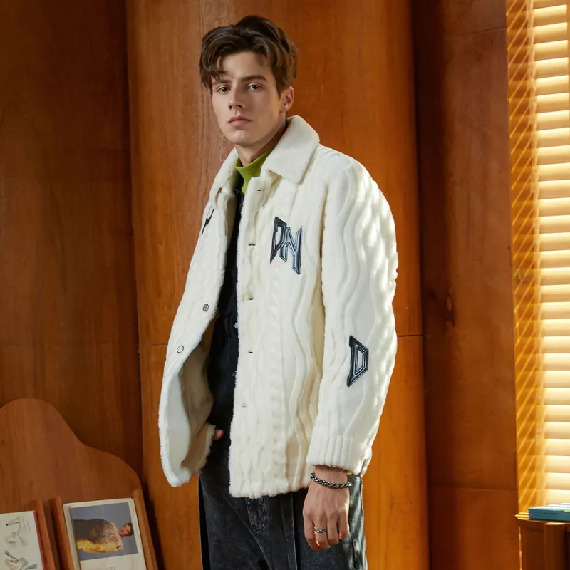 DAVID NAMAN FW23 Fur Coat Men's Ecru-4