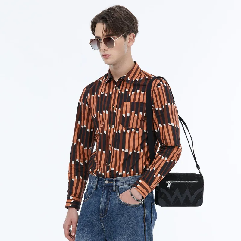 DAVID NAMAN Shirts Men Orange-4