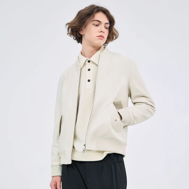 DAVID NAMAN Leather Jackets Men Ecru-4