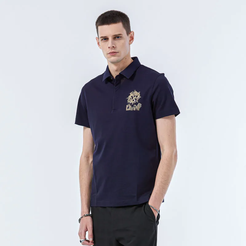 DAVID NAMAN Polo Shirts Men Navy Blue-5