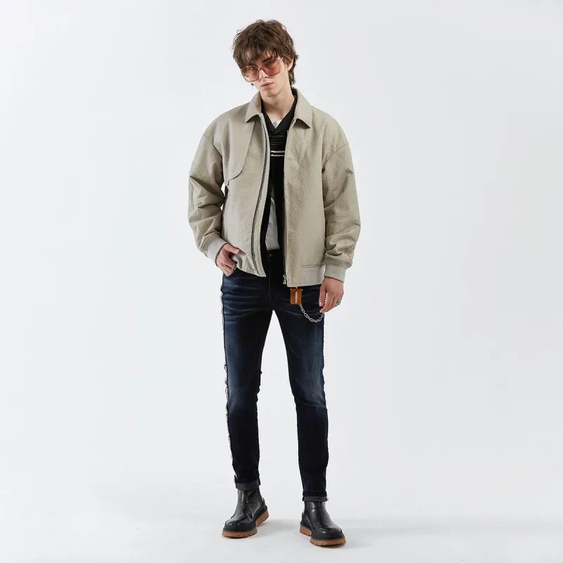 DAVID NAMAN Leather Jackets Men Ecru-6