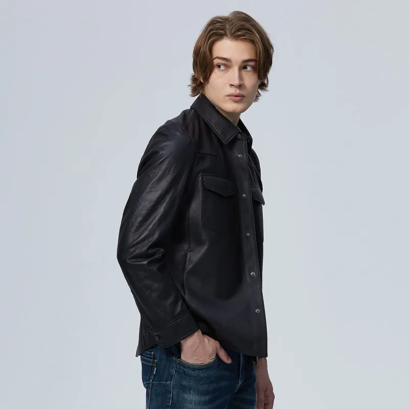 DAVID NAMAN Leather Jackets Men Black-6