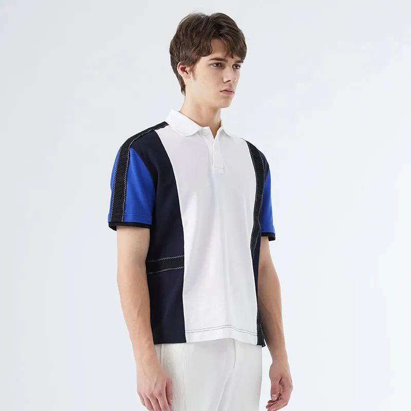 DAVID NAMAN Polo Shirts Men Black White-6