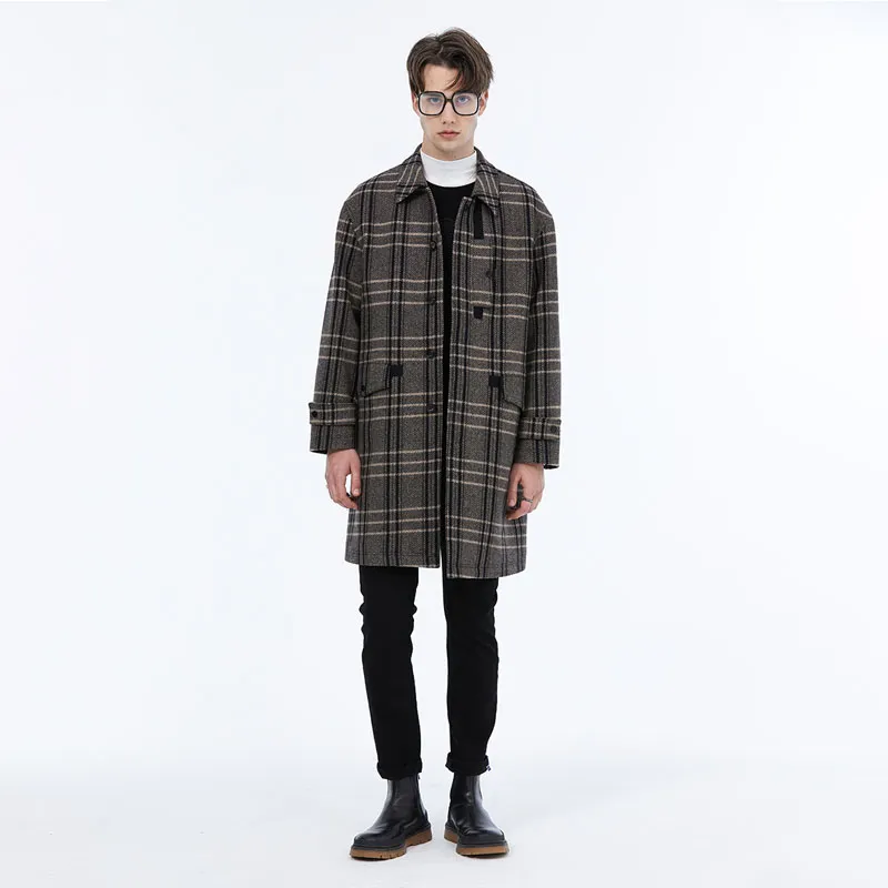 DAVID NAMAN Coats Men's Gray Plaid-4