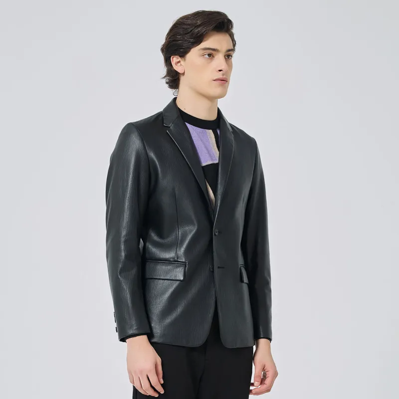 DAVID NAMAN Leather Jacket Men's Black-5