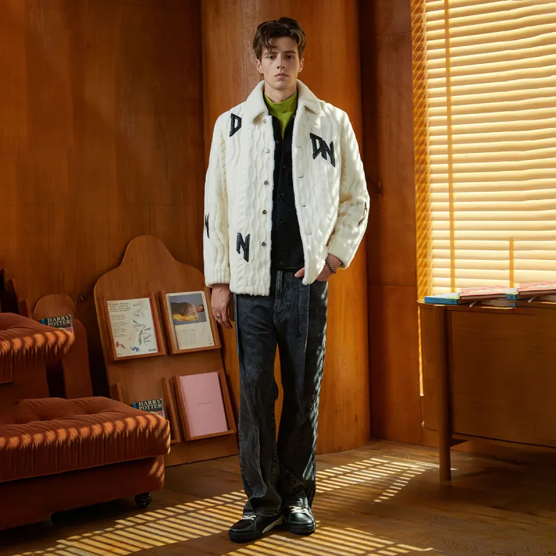 DAVID NAMAN FW23 Fur Coat Men's Ecru-6