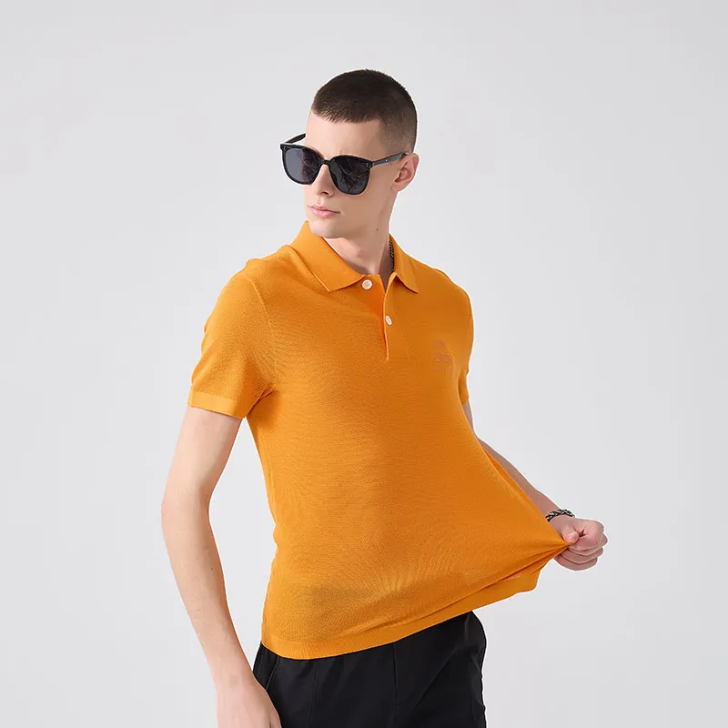 DAVID NAMAN Polo Shirts Men Orange-3