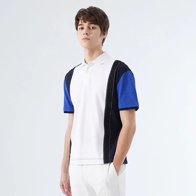 DAVID NAMAN Polo Shirts Men Black White-5