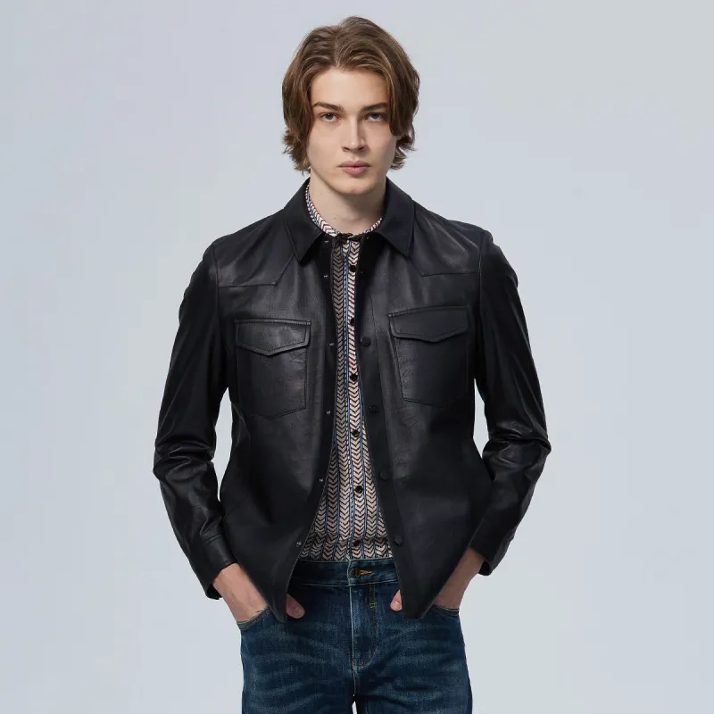 DAVID NAMAN Leather Jackets Men Black-3