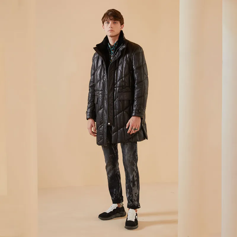 DAVID NAMAN FW23 Leather Jacket Men's Black-5
