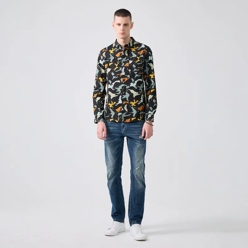 DAVID NAMAN Shirts Men Yellow Orange-8