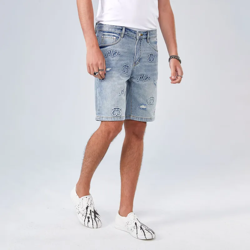 DAVID NAMAN Denim Shorts Men Blue-4