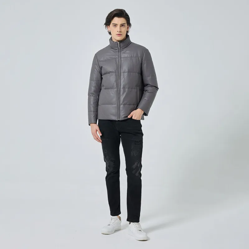 DAVID NAMAN FW23 Leather Jacket Men's Light Purple-7