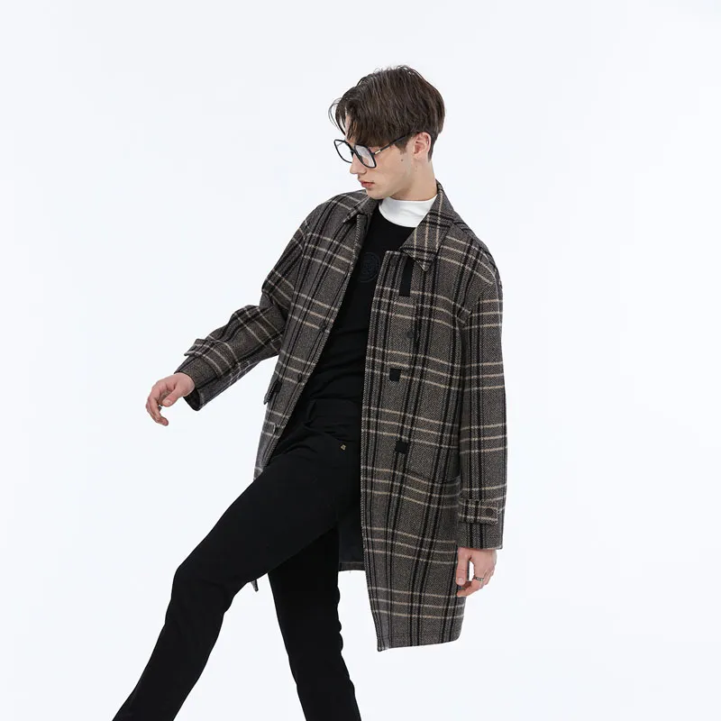 DAVID NAMAN Coats Men's Gray Plaid-7