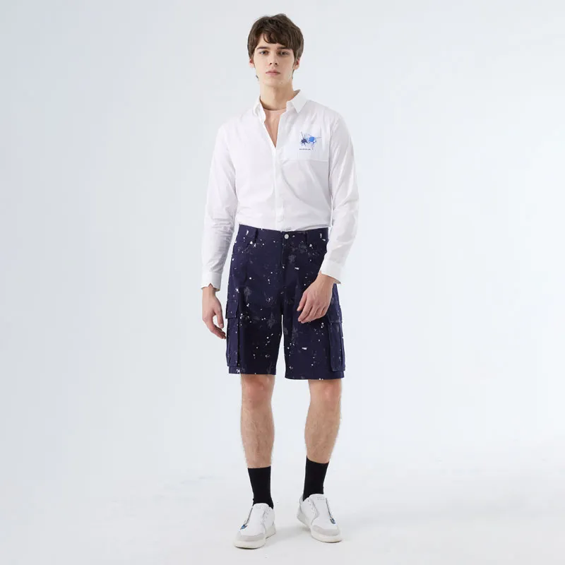 DAVID NAMAN Cargo Shorts Men Navy Blue-6