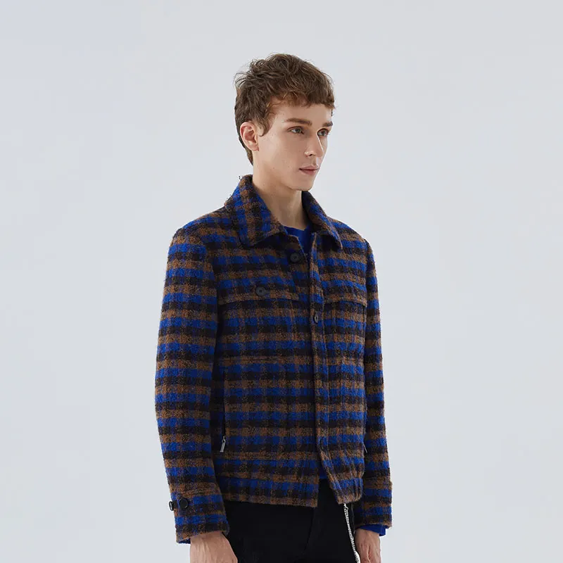 DAVID NAMAN Coats Men Blue Orange-5