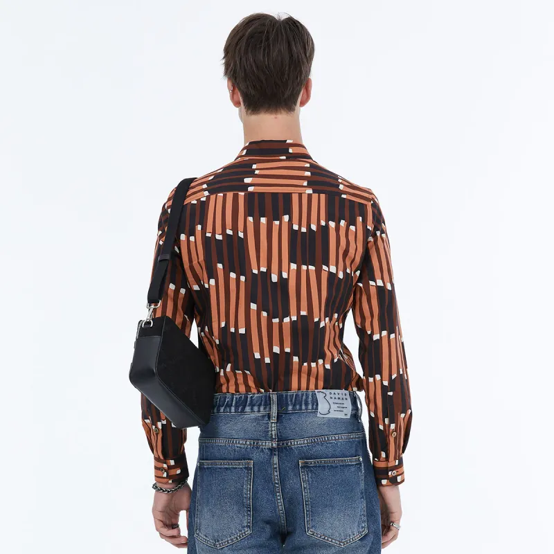 DAVID NAMAN Shirts Men Orange-3