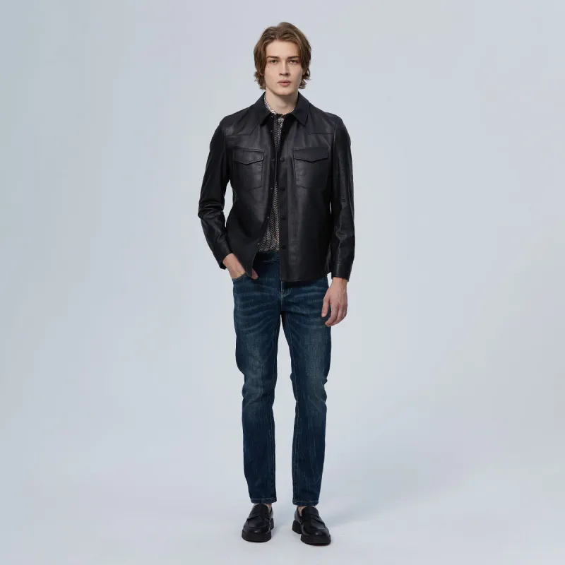 DAVID NAMAN Leather Jackets Men Black-7
